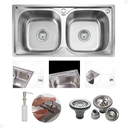 Ver imagem 4 de Kit Cuba Dupla Inox + Acessórios com Torneira Gourmet Monocomando Slim Cromada