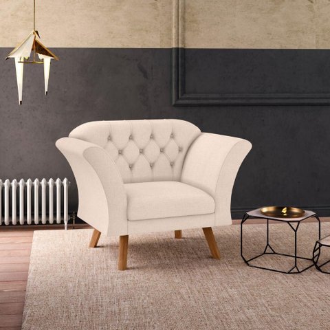 Poltrona Jasmim para Sala Linha Conforto Bege Framar 97cm 120kg