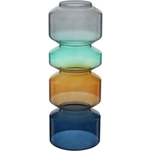 Vaso Geométrico Home&co 4 Elos Vidro 28x10x10cm Multicolorido