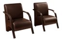Ver imagem 4 de Conjunto Sevilha Namoradeira + 2 Poltronas Decorativa Braço De Madeira Recepção Sala - Corino Marrom
