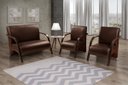 Ver imagem 2 de Conjunto Sevilha Namoradeira + 2 Poltronas Decorativa Braço De Madeira Recepção Sala - Corino Marrom