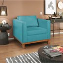 Ver imagem 3 de Kit Sofá 3 Lugares e 2 Poltronas Europa 180 cm Estilo Conforto e Elegância Suede Azul Turquesa - ADJ