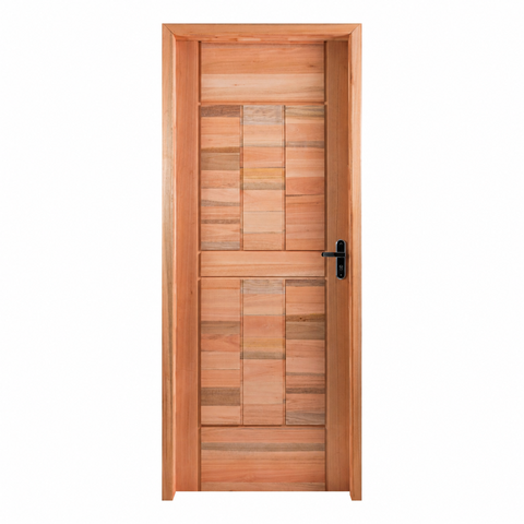 Kit Porta Pronta Maciça de Eucalipto 214x87x14cm PM96 Abertura Esquerda Cruzeiro Portas Marrom
