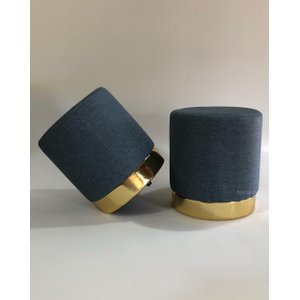 KIT 02 PUFF LINHO AZUL BASE DOURADA