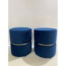 Kit 2 Puff Azul com Cinta Dourada - 3