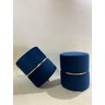 Kit 2 Puff Azul com Cinta Dourada - 1
