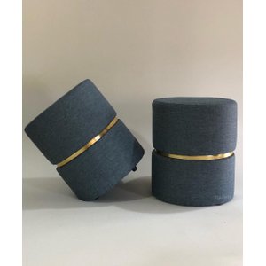 KIT 02 PUFFS LINHO AZUL CINTA DOURADA