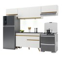 Ver imagem 1 de Armário de Cozinha Compacta 260cm com Leds Veneza Up Multimóveis V2022 Branco/Dourado