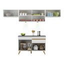 Ver imagem 6 de Armário de Cozinha Compacta 260cm com Leds Veneza Up Multimóveis V2022 Branco/Dourado