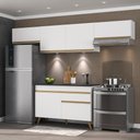 Ver imagem 3 de Armário de Cozinha Compacta 260cm com Leds Veneza Up Multimóveis V2022 Branco/Dourado