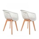 Ver imagem 1 de Kit 2 Cadeiras Para Mesa De Jantar Cozinha Sala Web Branca Wood Base Madeira