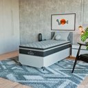 Ver imagem 1 de Cama Box Solteiro + Colchão Paris Molas Ensacadas Preto Couro Branco/preto