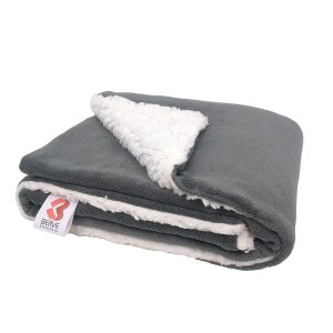 Manta Cobertor Pet Cachorro Gato Flannel Soft Sherpa Dupla Face Aveludado Cinza 80x90cm