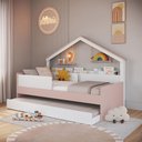 Ver imagem 1 de Cama Infantil com Cama Auxiliar e Casinha Livreiro 106cm x 200,3cm Proteção Lateral e Cantos
