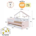 Ver imagem 3 de Cama Infantil com Cama Auxiliar e Casinha Livreiro 106cm x 200,3cm Proteção Lateral e Cantos