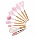 Ver imagem 2 de Utensílios de cozinha de Silicone e Madeira resistente até 230º Cor Rosa claro