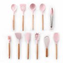 Ver imagem 1 de Utensílios de cozinha de Silicone e Madeira resistente até 230º Cor Rosa claro