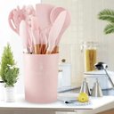 Ver imagem 3 de Utensílios de cozinha de Silicone e Madeira resistente até 230º Cor Rosa claro