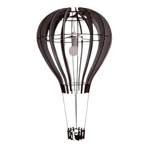 Luminária Teto tipo Pendente BALÃO MDF - Completa - Cor: Preta