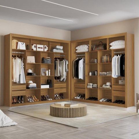 Closet Duplo NT6060 100% MDF Freijó Amoudi Móveis