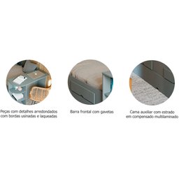 Sofá Cama com Cama Auxiliar, 2 Gavetas Escrivaninha Grafite - 100% Mdf - 5