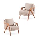 Ver imagem 2 de Poltrona Mona Luxo Madeira Maciça Tecido Linho Bege