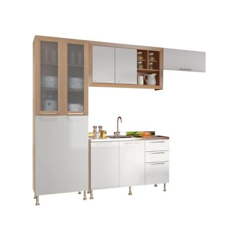 Cozinha Modulada Aspen Ditália 4 Peças A45 Carvalho/Branco