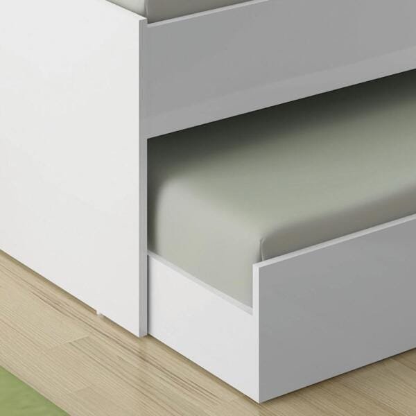 Cama Solteiro Bicama Est com 2 Colchões Ditália Bb2829 Branco - 6