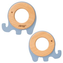 Mordedor de Madeira e Silicone Elefante Azul – Alívio para Gengivas de Bebê - 2