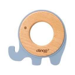 Mordedor de Madeira e Silicone Elefante Azul – Alívio para Gengivas de Bebê - 1