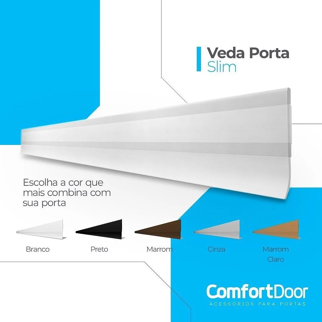 Veda Porta Slim Protetor De Frestas Comfort Door 100cm Branco - 10