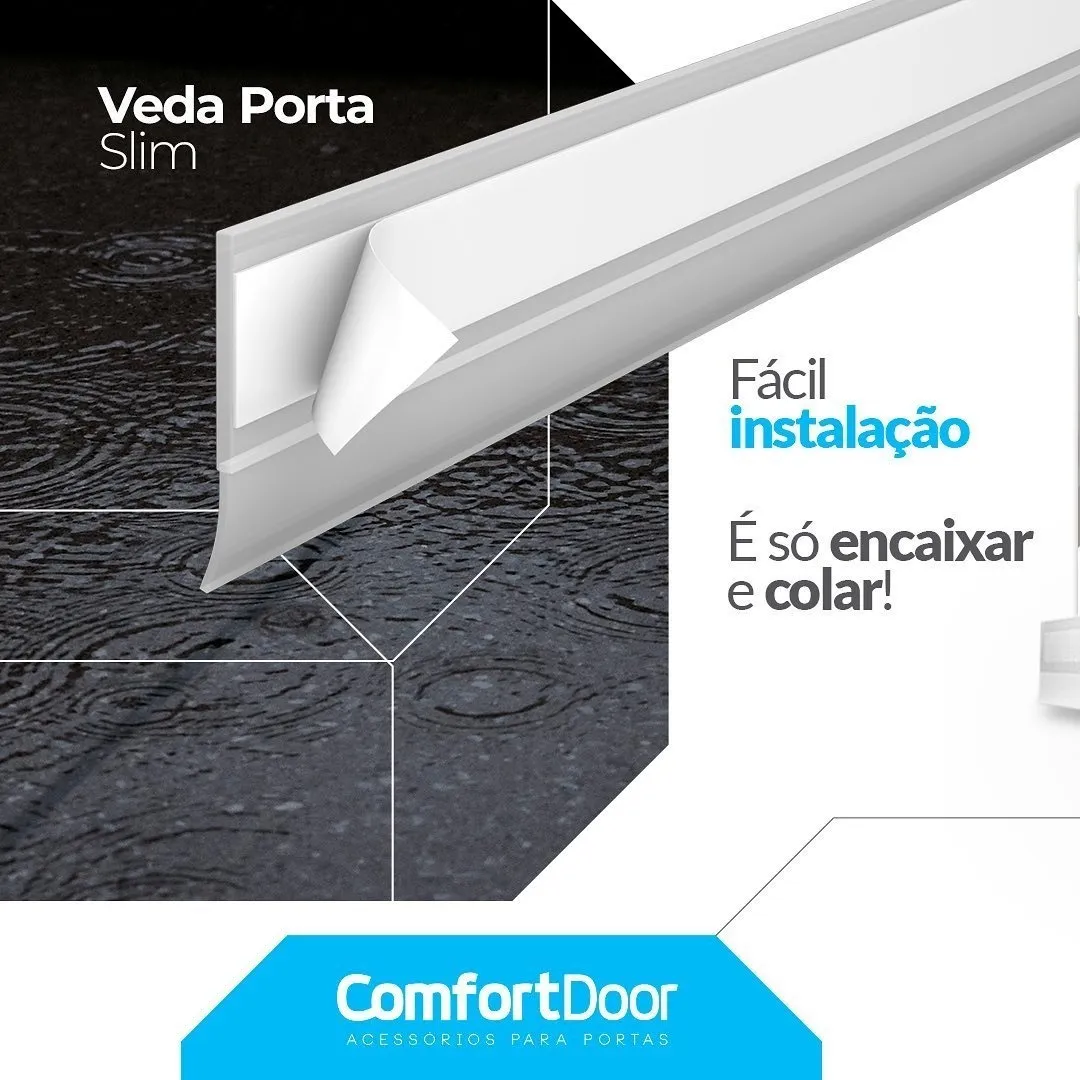 Veda Porta Slim Protetor De Frestas Comfort Door 100cm Branco - 5