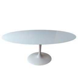 Mesa de Jantar Tulipa Saarinen Oval 140x90cm Laqueada + Vidro - Branco - 2