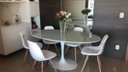 Ver imagem 1 de Mesa de Jantar Tulipa Saarinen Oval 140x90cm Laqueada + Vidro - Branco