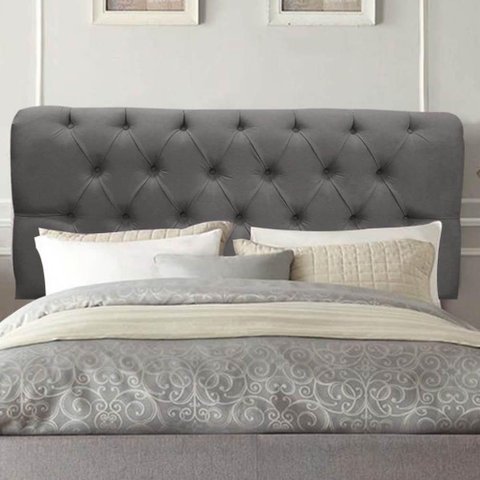 Painel Cabeceira Estofada Paris 195cm Cama Box King Suede Cinza Escuro- Mabe Magazine
