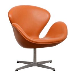 Poltrona Swan Revestida em Couro Sintético - Laranja - 1 Poltrona Swan Revestida em Couro Sintético - Laranja - 1