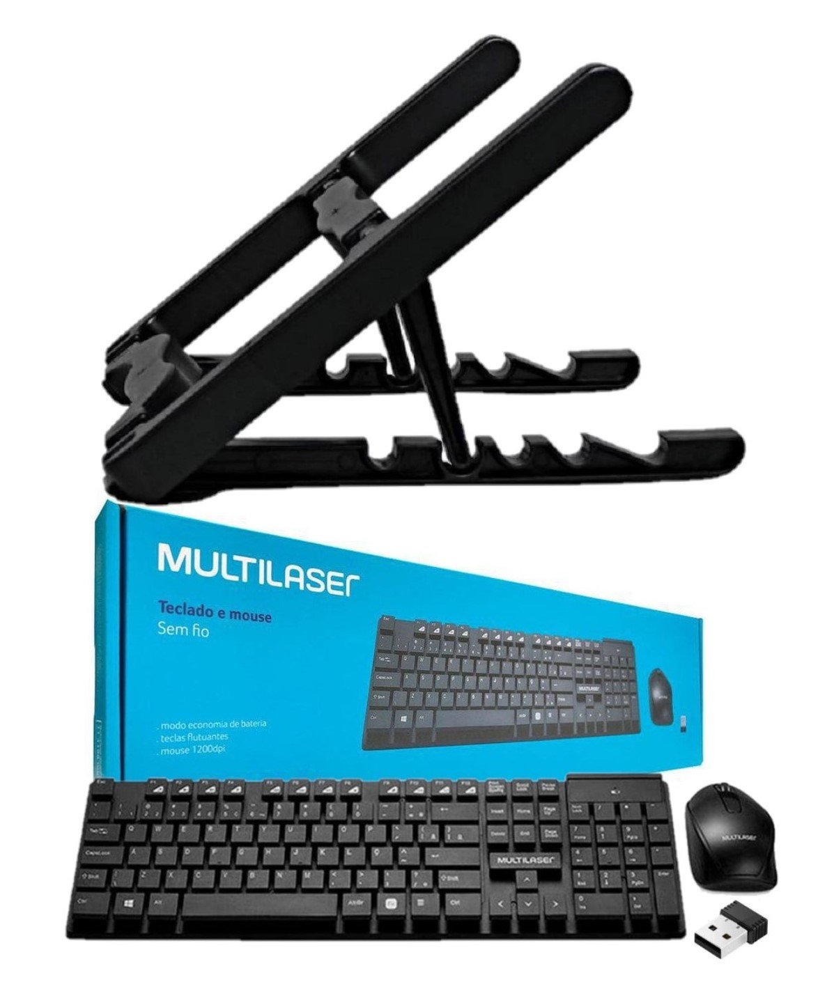 Kit Suporte Para Notebook + Teclado e Mouse Wireless Multilaser TC251