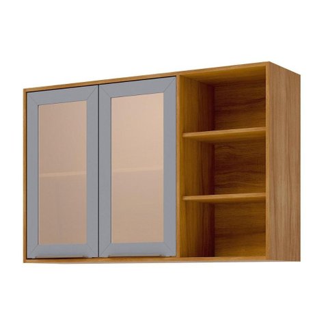 Armário de Cozinha Modulado Brilhante C/ 2 Portas 120cm Cinamomo/platina - Mgm