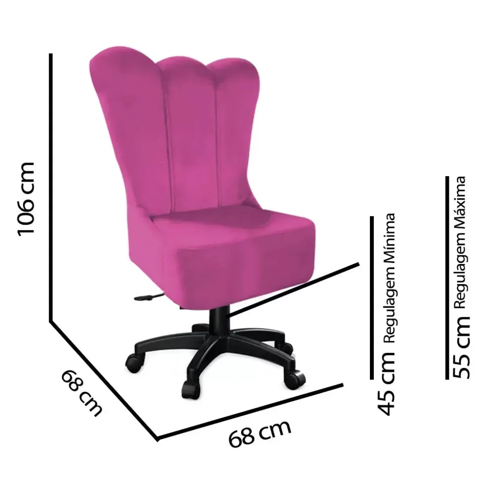 Kit Maca Estética 60cm com Cadeira Mocho Giratória e Escadinha Suede Rosa Pink - D - 4