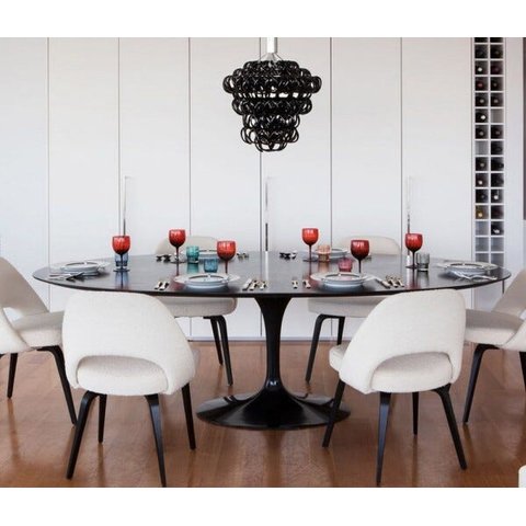 Mesa de Jantar Tulipa Saarinen Oval 244x122cm Laqueada - Preto
