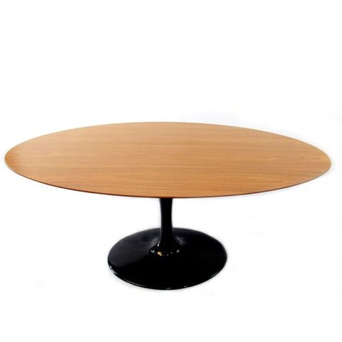 Mesa de Jantar Tulipa Saarinen Oval 160x90cm Tampo Freijó - Preto