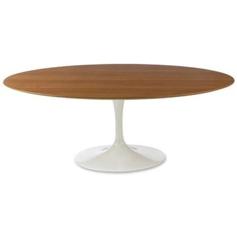 Mesa de Jantar Tulipa Saarinen Oval 160x90cm Tampo Freijó - Branco