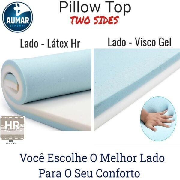 Pillow Top Látex Hr + Visco Nasa Gel Two Sides Casal 1,38X1,88X0,06m - 3