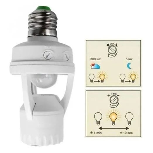 Sensor Presença com Fotocélula para Lâmpada Soquete E27 - 1