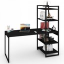 Ver imagem 3 de Mesa Escrivaninha Flex Industrial Aço 4 Prateleiras Ônix/preto - Panorama Móveis