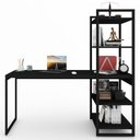 Ver imagem 5 de Mesa Escrivaninha Flex Industrial Aço 4 Prateleiras Ônix/preto - Panorama Móveis