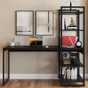 Ver imagem 2 de Mesa Escrivaninha Flex Industrial Aço 4 Prateleiras Ônix/preto - Panorama Móveis