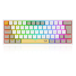 Teclado Gamer Mecanico Redragon Fizz RGB Usb Branco Cinza 60% Switch Brown - 1