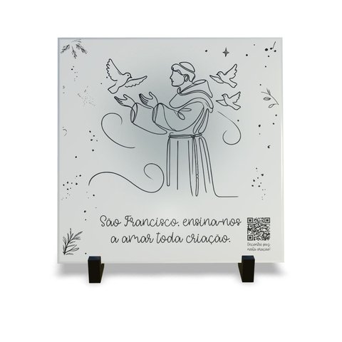Azulejo Decorativo Religiosa com Qr Code Orações Sã Francisco de Assis