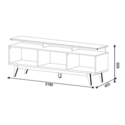 Rack para TV até 75 polegadas 218 cm 3 gavetas Classic+ Pés em Madeira Maciça - 3